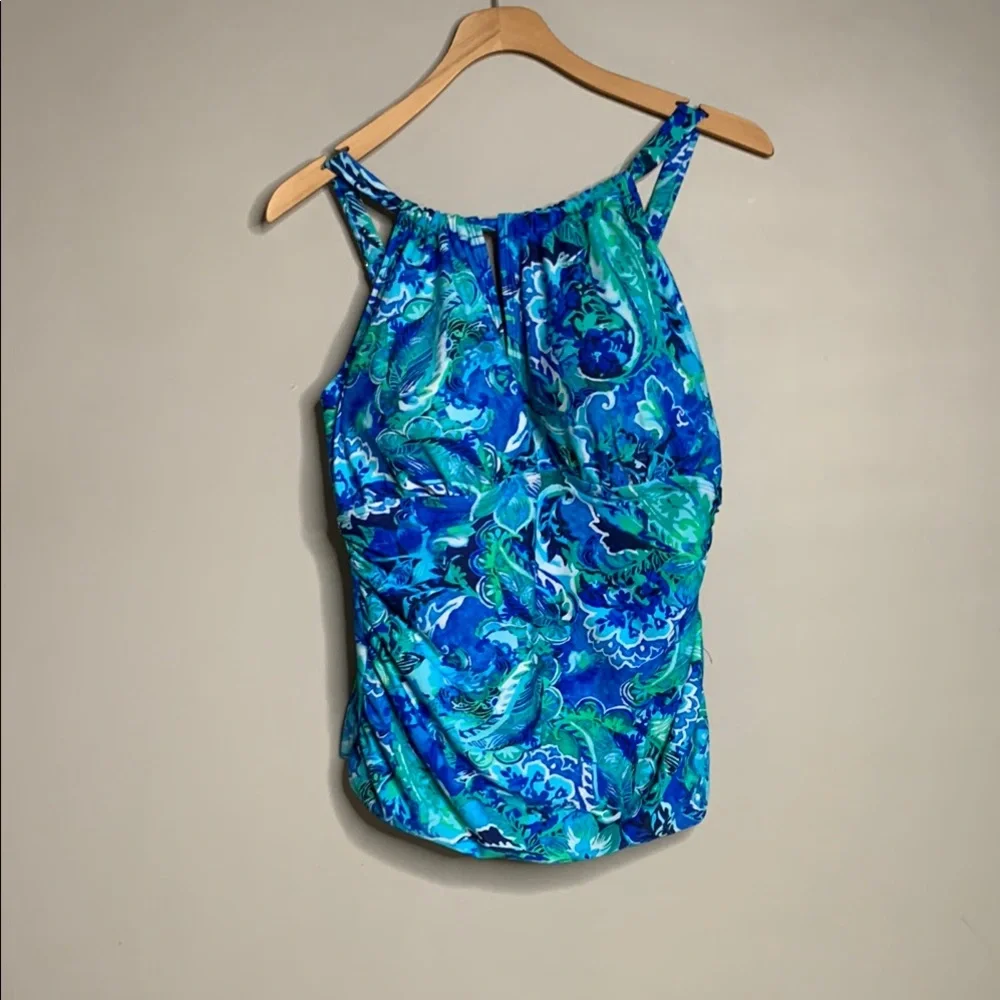 Lauren Ralph Lauren Tankini‎ Swimsuit Top Blue Paisley Pattern Women’s Size 18 W